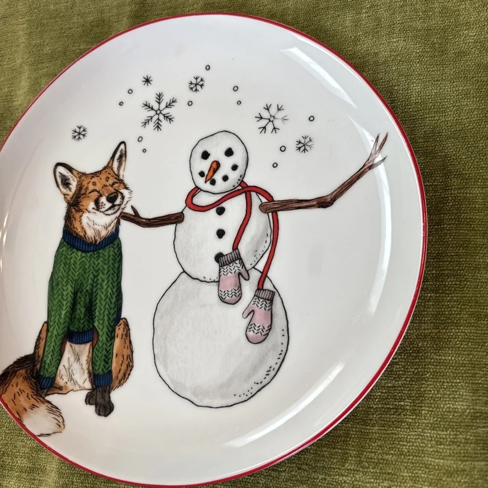 West Elm 2020 Rachel Kozlowski Christmas Dapper Animal Fox Salad Plate So Cute